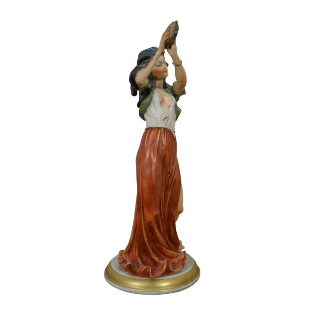 Realism Giuseppe Armani Italian Gypsy Dancer Tambourine Figurine 14" For Sale - Image 3 of 14