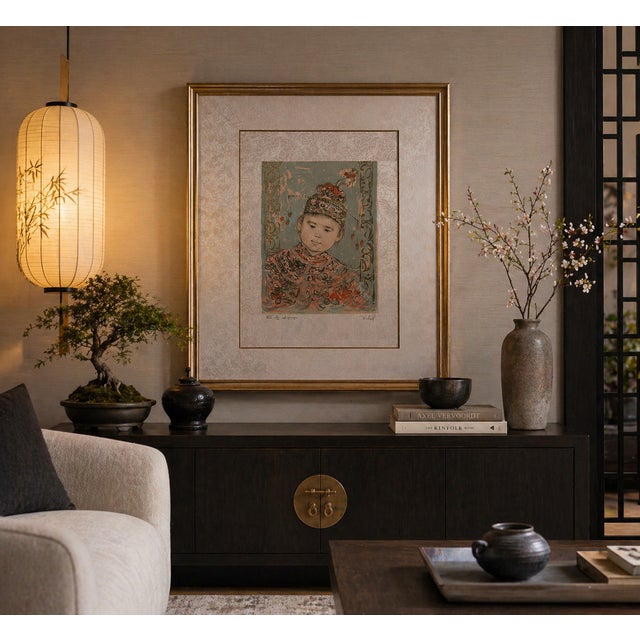 1970s Edna Hibel "Young Manchu on Silk" - Li271 XII 3/12 Ed 475 - Signed Lithograph - 12 X 17.5 - Child Portrait Unframed For Sale - Image 4 of 11