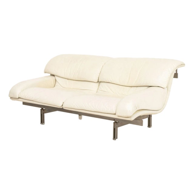 Saporiti Italia "Wave" Leather Two-Seat Sofa For Sale