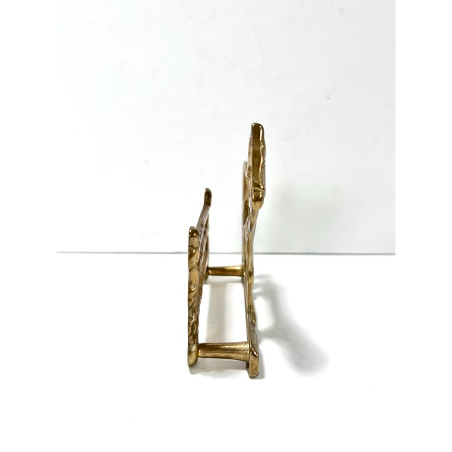 Mid 20th Century Vintage Brass Horse Letter Holder Mail Rack Equestrian Desk Decor Perseverantia Omnia Vincit For Sale - Image 5 of 9
