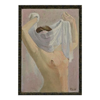 French Vintage Framed Oil Painting of a Lady For Sale