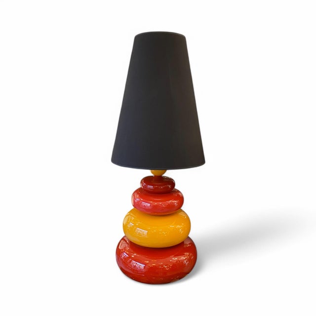 Albret Red and Yellow Ceramic Lamp, 1980s For Sale - Image 6 of 6