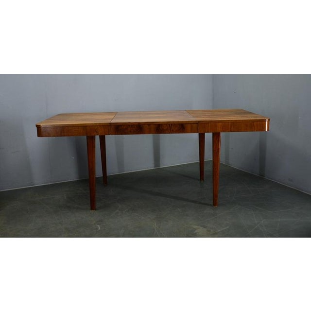 Wood Extendable Dining Table in Walnut by Jindrich Halabala, Czechoslovakia, 1940s For Sale - Image 7 of 18