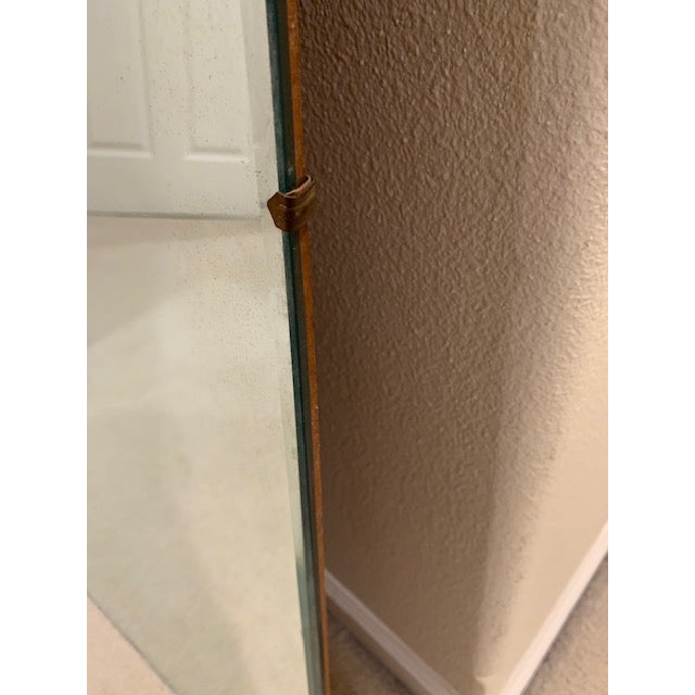 Metal Vintage 1950's Mid Century Modern Wall Mirro Beveled Edges For Sale - Image 7 of 14