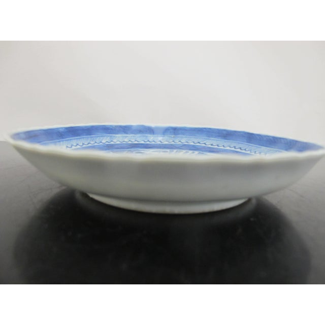Chinese Export Canton Blue & White Porcelain 5 1/2" Saucer Dish For Sale - Image 4 of 5