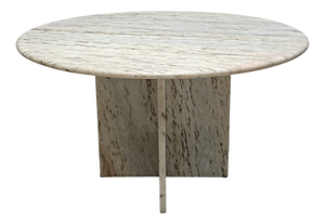 Large Vintage Round Marble Dining Table, 1970s