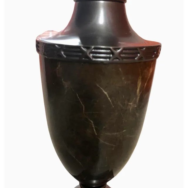 Brown WIldwood Marble Urn Lamp With Shade With Antique Bronze Patina Brass Base and Accents For Sale - Image 8 of 12