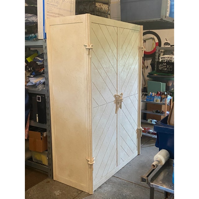 Late 20th Century Vintage Contemporary Armoire With Pocket Doors For Sale - Image 9 of 11