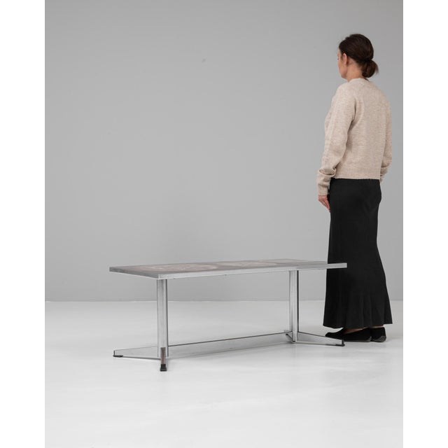 20th Century French Chrome Coffee Table With Ceramic Top By Juliette Belarti For Sale - Image 4 of 18