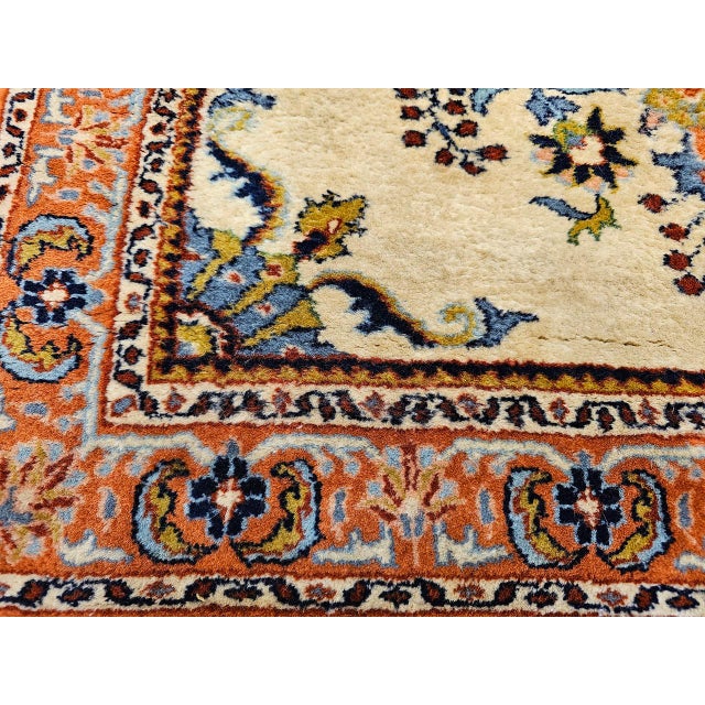 Vintage Persian Bakhtiari Rug, Hand-Knotted Wool, Floral Pattern, Ivory & Rust Red, 3x3 For Sale - Image 10 of 12