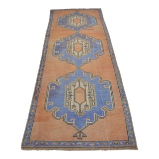 1950s Oushak Orange Anatolian Runner Rug For Sale