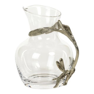 Dragonfly on Stalk Pewter & Glass Carafe For Sale