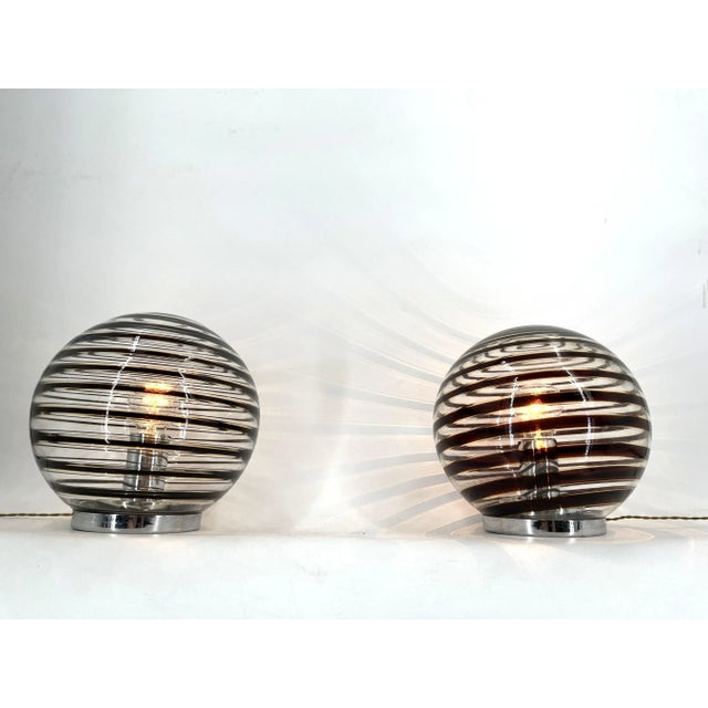 Murano Glass Swirl Table Lamps, 1970s, Set of 2 For Sale - Image 11 of 12