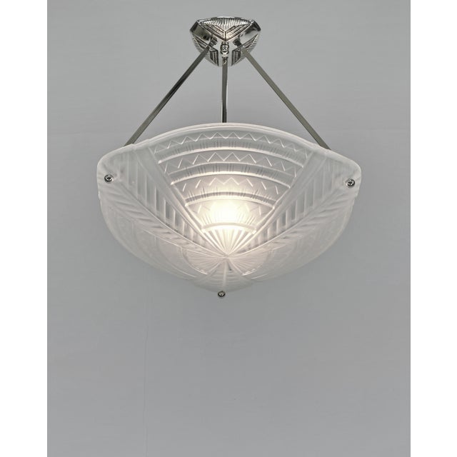 Jean Noverdy 1930s Noverdy French Art Deco Pendant Light - 3 Available For Sale - Image 4 of 10