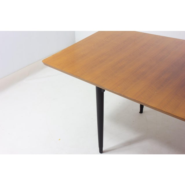 Black Mid-Century Modern Rounded Dining Table, 1960s For Sale - Image 8 of 9