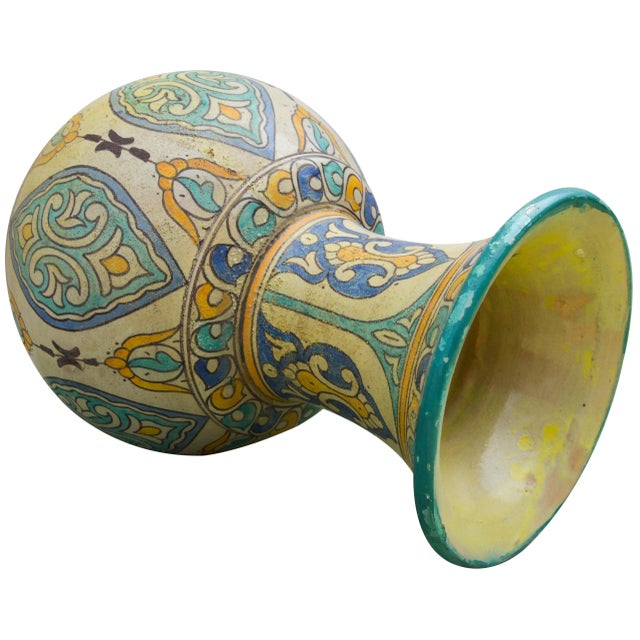 Green Antique Ceramic Arabesque Vase For Sale - Image 8 of 10