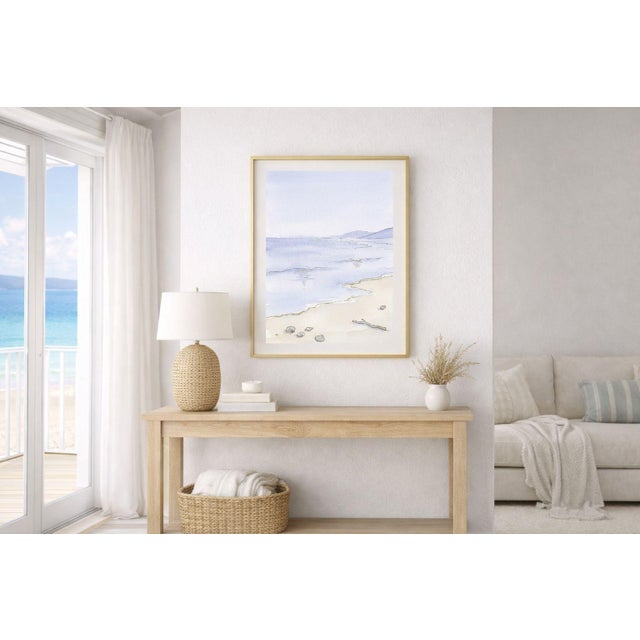 Coastal Shoreline Wall Art, Pastel Beach Seascape Print, Minimalist Ocean Art Print, 24″ × 36″ For Sale - Image 4 of 9