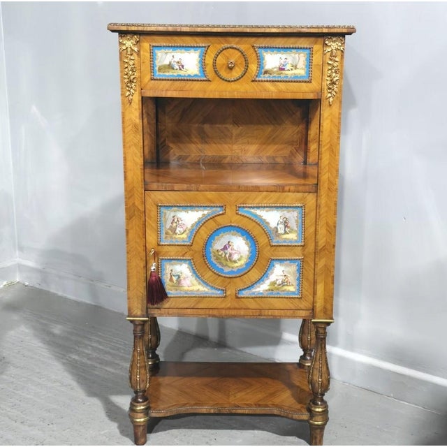 Small Satinwood and Sevres Plaque Cabinet, 1880 For Sale - Image 14 of 14