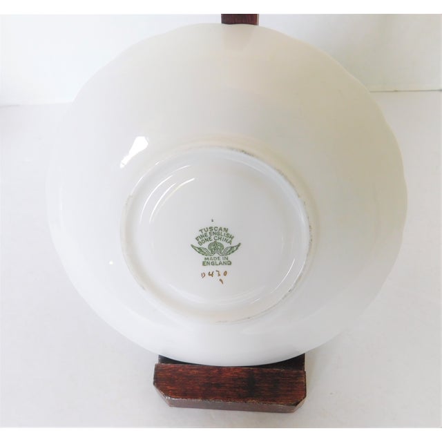 Ceramic 1950s Tuscan Porcelain Chintz Forget-Me-Not Teacup and Saucer Set- 2 Pieces For Sale - Image 7 of 12