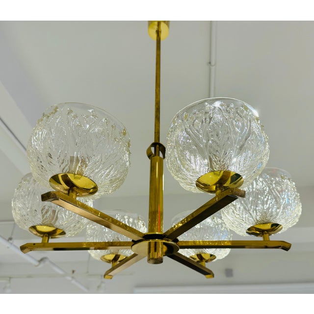 Swedish 1970s Mid Century Floral Glass Chandelier Pendant For Sale In New York - Image 6 of 11