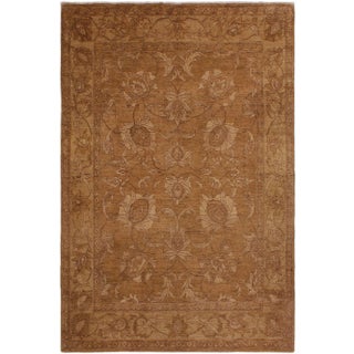 1980s Rustic Low Pile Holly Dark Tan/Tan Wool Rug -9'1 X 11'10 For Sale