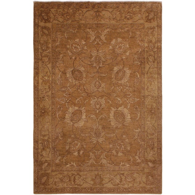 1980s Rustic Low Pile Holly Dark Tan/Tan Wool Rug -9'1 X 11'10 For Sale