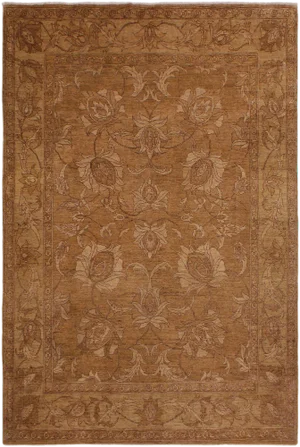 1980s Rustic Low Pile Holly Dark Tan/Tan Wool Rug -9'1 X 11'10