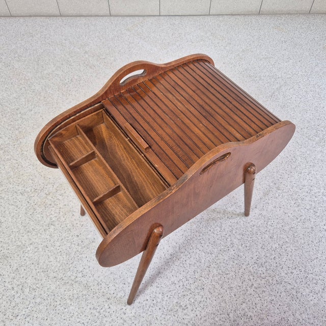 Danish Top Roll Tambour Sewing Box, 1960s For Sale - Image 9 of 10