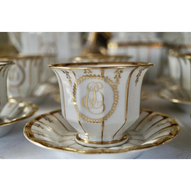 Antique French Porcelain Tea Service, 1840, Set of 16 For Sale - Image 6 of 9