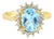 Blue Topaz Diamond Halo Ring, Size 8 For Sale