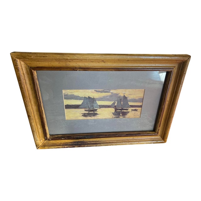 1970s Winslow Homer, Mackerel Fleet at Sunset 1884 Reproduction Print For Sale