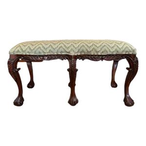 Late 20th Century Chippendale Style Upholstered Bench