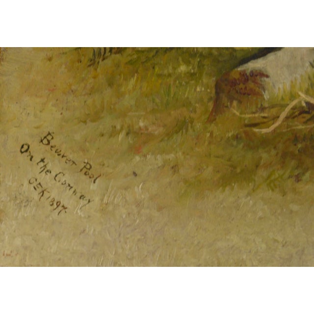 Two Early Massachusetts Paintings Boy Fishing "Beaver Pool" - "The Conway" 1897 by Gek For Sale - Image 4 of 5