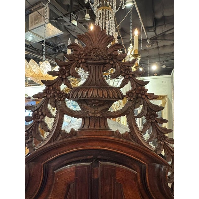 19th Century Rare 19th C. Italian Carved Walnut Table Hutch For Sale - Image 5 of 11