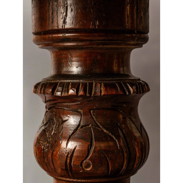 Wood Antique Round Extendable Hunting Table with Carvings For Sale - Image 7 of 8