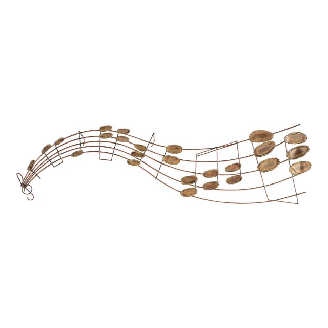 Mid Century Musical Staff & Notes Metal Wall Sculpture For Sale