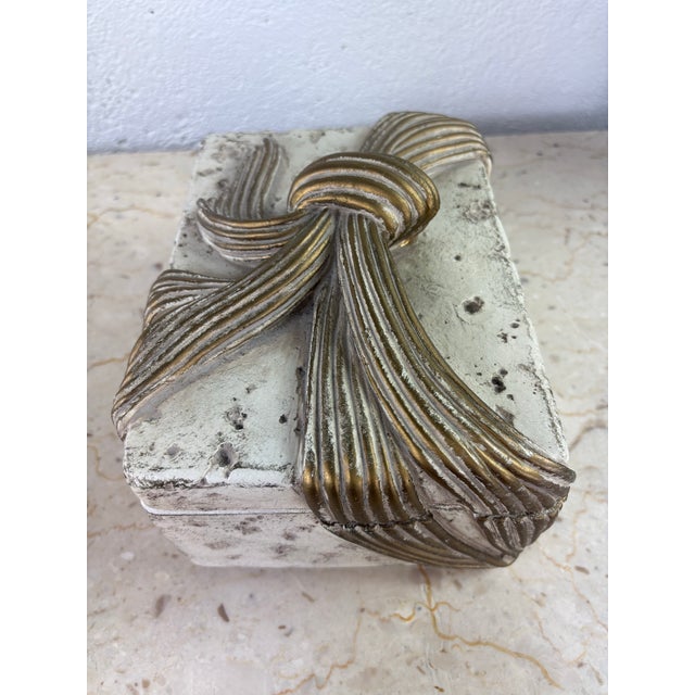 Gray Mid-Century Vintage Hollywood Regency Inspired Plaster Trinket Box For Sale - Image 8 of 10