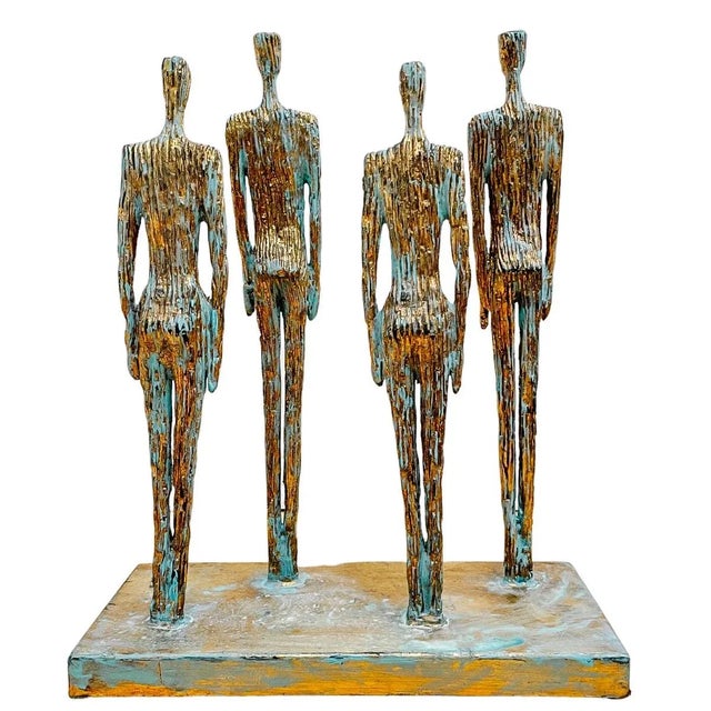 Vintage Gold Couples Figural Brutalist Sculpture For Sale In San Diego - Image 6 of 8