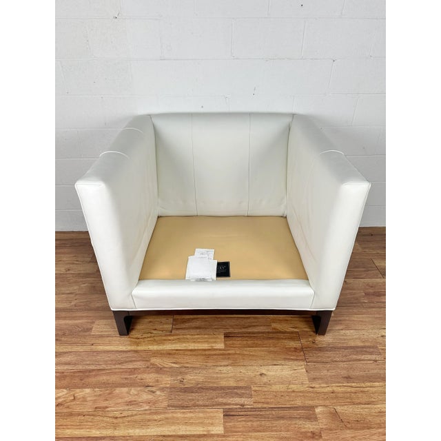 Kelly Hoppen for Century Furniture White Leather Club Chair For Sale - Image 9 of 12