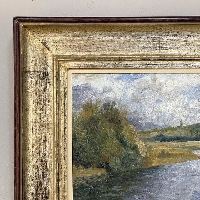 Framed Triptych Oil Painting on Board For Sale - Image 9 of 13