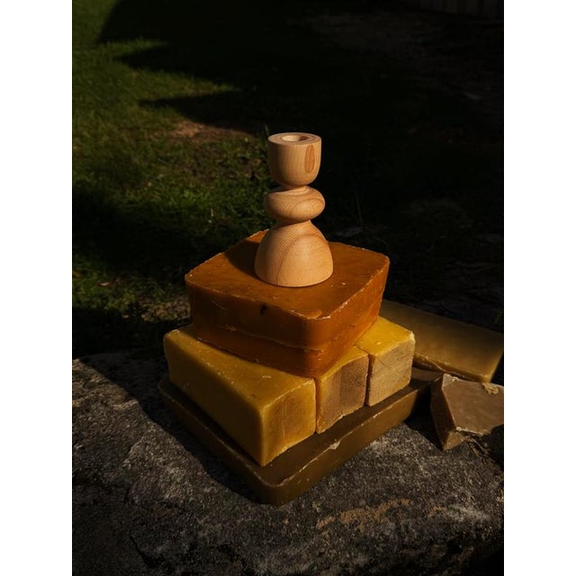 Beech, Bougeoir 7 Candlestick by Romain des Bois Dimensions: D 9 x H 14 cm. Materials: Beech.