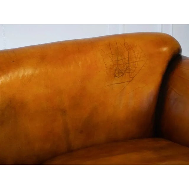 Brown Victorian Hand Dyed Tan Brown Leather Sofa For Sale - Image 8 of 16