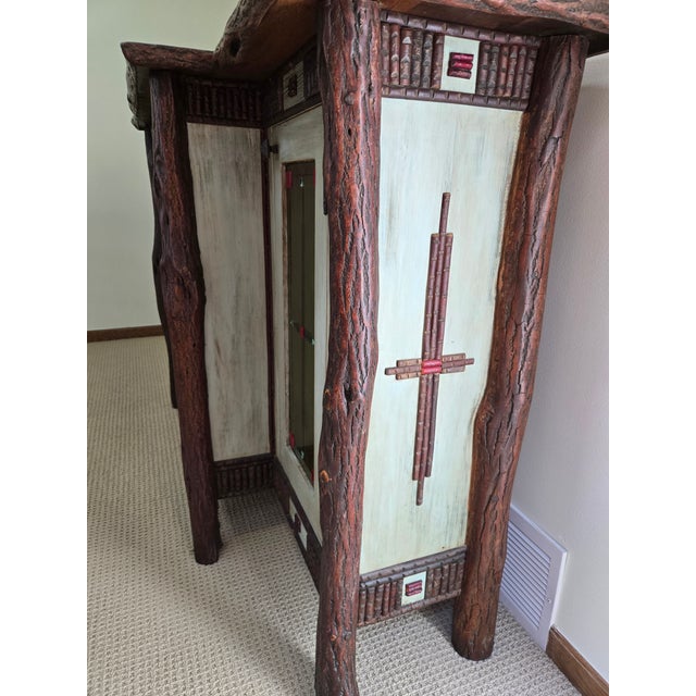 Diane Ross Signed Rustic Breakfront Credenza-Reclaimed Oak & Fused Glass Art For Sale - Image 15 of 18