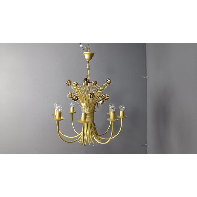 1980s Vintage Metal Flower Chandelier, 1980s For Sale - Image 5 of 12