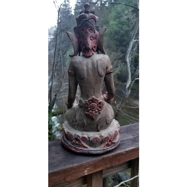 Carved Wood Hindu or Tibetan Crowned Goddess For Sale - Image 4 of 13