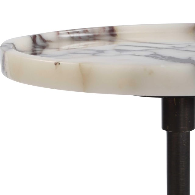 2020s Brunson White Marble Drink Table For Sale - Image 5 of 6