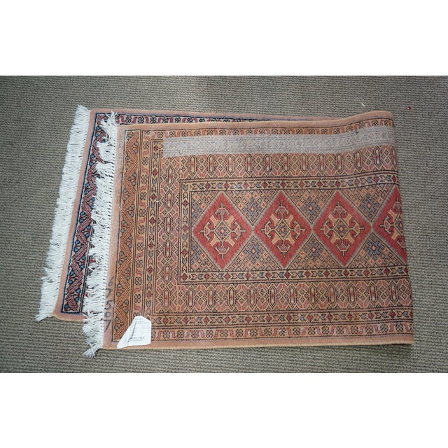 Vintage Pakistan 100% Wool Geometric Diamond Rug Runner Carpet Mat 25" X 69" For Sale - Image 11 of 14