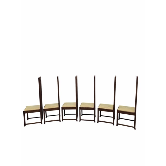 Late 20th Century Custom Arts and Crafts Mission Style Oak Dining Table With Six High-Back Chairs For Sale - Image 4 of 12