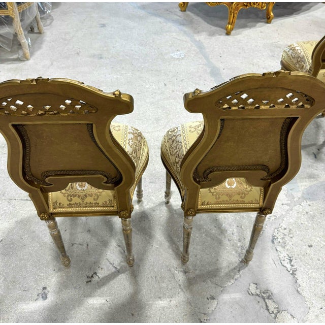 French Rococo Gold Accent Chair With Lady Portrait Set of 2 For Sale - Image 10 of 10