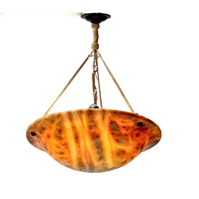 Art Nouveau Alabaster Pendant Light, 1900s For Sale - Image 4 of 9